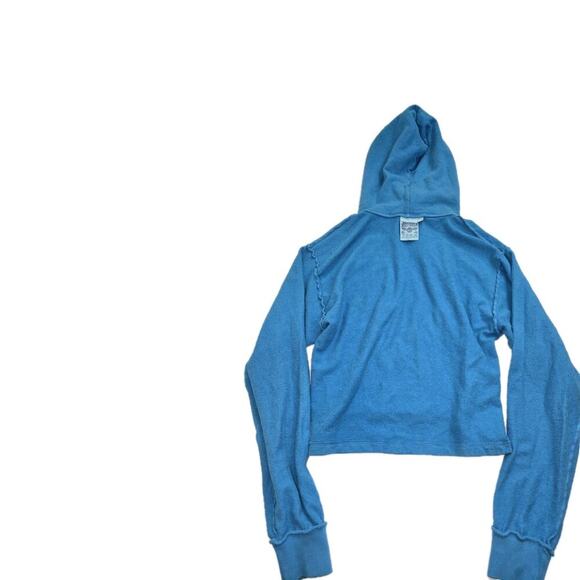 Jungmaven Womens Cropped XS Hemp Organic Cotton Maui Pullover Hoodie Blue - Picture 7 of 13